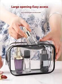 3 pezzi/1 pezzo Borsa per cosmetici trasparente in PVC, organizer per cosmetici, astuccio, accessori scolastici per ragazze, borsa da spiaggia per signore, borsa da toilette, accessori per il bagno, scatola per riporre, forniture scolastiche, articoli essenziali per il college, elementi essenziali da viaggio, borsa da viaggio, regalo per festa di nascità, contenitore per l'arte, Natale, Ognissanti, regalo personalizzato, contenitore per accessori, contenitore per il trucco, organizer da scrivania, organizzazione e conservazione del bagno, pratica borsa da toilette impermeabile con cerniera in plastica - Multicolore - Visualizzare 6