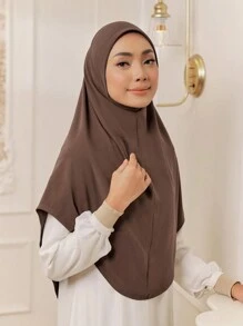 1 Stück Damen Einfarbiges Jersey Praktischer Muslimischer Pullover Hijab, Herbst/Winter zum Anziehen - Verschiedenfarbig - Übersicht 4