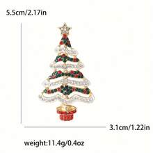 水晶圣诞树胸针，时尚欧美合金水钻手工胸针圣诞礼物 - 聖誕樹胸針 - 查看 2