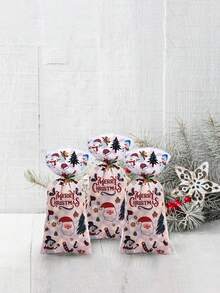 50/100 个圣诞玻璃纸礼品袋，透明圣诞老人礼品包装袋，玻璃纸礼品纸袋，适用于圣诞节、圣诞夜和主题派对 - 彩色 - 查看 7