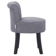 LIVINGANDHOME Living And Home Velvet Vanity Stool With Thick Cushion - Light Grey - View 8