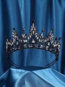 Princess Tiara Crown For Women Girls,Royal Queen Crown,Wedding Tiara For Bride,Aurora Borealis Crystal Hair Accessories For Quinceanera Pageant Prom Birthday,Black+Black - Black - View 1
