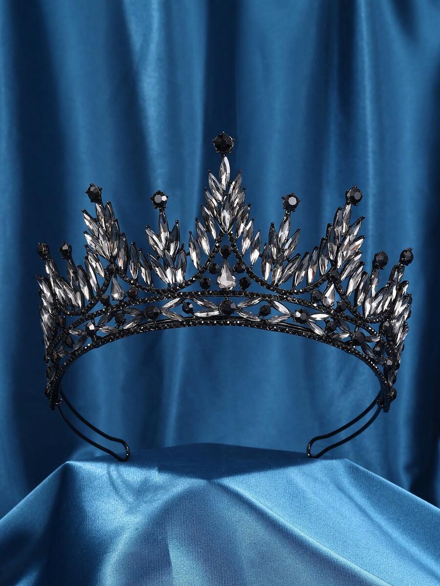 Princess Tiara Crown For Women Girls,Royal Queen Crown,Wedding Tiara For Bride,Aurora Borealis Crystal Hair Accessories For Quinceanera Pageant Prom Birthday,Black+Black - Black - View 1