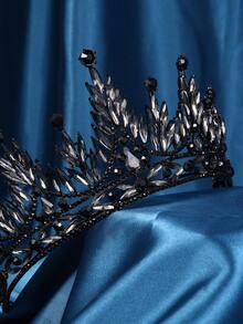 Princess Tiara Crown For Women Girls,Royal Queen Crown,Wedding Tiara For Bride,Aurora Borealis Crystal Hair Accessories For Quinceanera Pageant Prom Birthday,Black+Black - Black - View 2