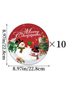 1 件圣诞礼物派对餐具套装 - 雪人主题纸盘和杯子，用于庆祝圣诞礼物假期，适合 1-10 人的家庭、派对和聚会 - 易于清洁和重复使用 - 非常适合圣诞礼物、感恩节和新年聚会（10 件装） - 彩色 - 查看 10