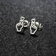 1 对朋克不锈钢耳钉女士日常珠宝女士几何麋鹿燕子芭蕾拼图莲花鸟耳钉可佩戴圣诞珠宝礼物 - 銀色 - 查看 32