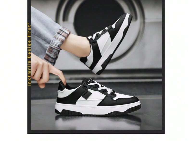 Small Brand Men Thick Sole Height Increasing White Sneakers, Casual