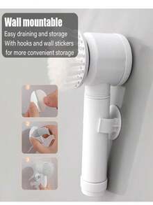 1 Conjunto De Cepillo De Limpieza Eléctrico, Cepillo De Limpieza Eléctrico Impermeable A Prueba De Agua, Limpiador De Cocina Portátil Inalámbrico, Cepillo De Limpieza Giratorio, Cepillo De Fregar Con Alimentación Para Baño Recargable, Cepillo De Limpieza Automático Giratorio Y Cepillo De Fregar Para Limpiar - Blanco - Ver 5