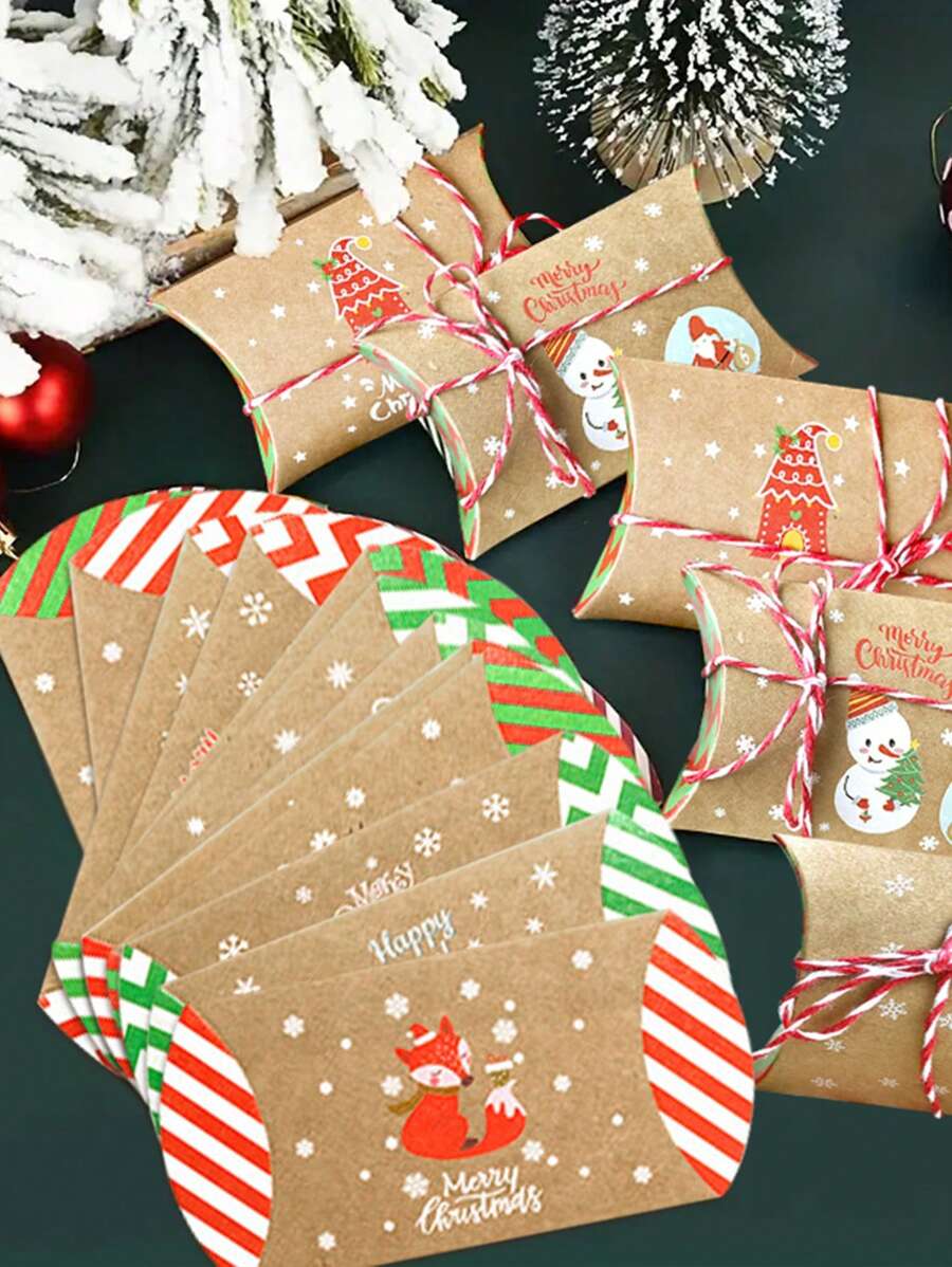 24 套圣诞枕头盒、糖果包装盒、圣诞小纸盒、圣诞倒数日历礼品盒、圣诞