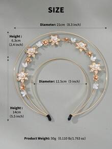 1 chiếc vương miện hình lá Halo Vương miện hoa vàng Tiara ngọc trai cô dâu nhiều lớp Phụ kiện tóc cô dâu cưới sinh nhật dạ hội cho phụ nữ - Vàng - Xem 6