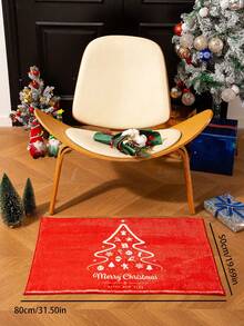 1 块红色圣诞装饰地毯，圣诞装饰门垫，浴室防滑垫，圣诞树，字母等印花图案，柔软毛绒面料，底部防滑材料，可机洗，适合装饰圣诞节家庭氛围， - 紅白色02 - 查看 8