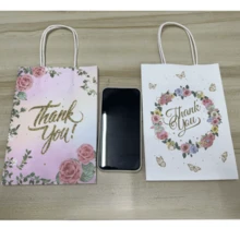 10 túi quà tinh tế, loạt hoa, túi quà cảm ơn, cầm tay, túi giấy kraft cao cấp, túi quà tặng lễ tạ ơn và giáng sinh - Nhiều màu - Xem 7