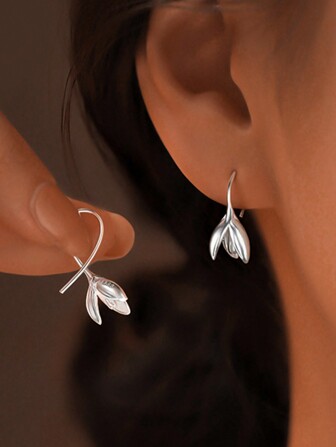 S925 Silver Magnolia Flower Earrings, Elegant Minimalist Women's Earrings, Gift For Family, Friends, Christmas, Halloween, Valentine's Day, Birthday