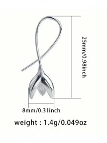 S925 银木兰花耳环，优雅简约的女士耳环，适合送给家人、朋友、圣诞节、万圣节、情人节、生日的礼物 - 銀色 - 查看 5