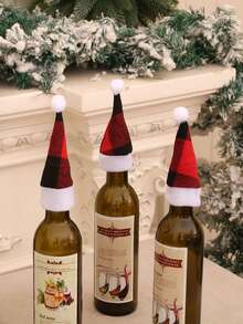 10 chiếc Giá đựng chai rượu Giáng sinh, Vỏ dao và nĩa lễ hội để trang trí bữa ăn ngày lễ, Hoàn hảo để trang trí Giáng sinh cho gia đình và nhà hàng, Giáng sinh - Đỏ - Xem 1