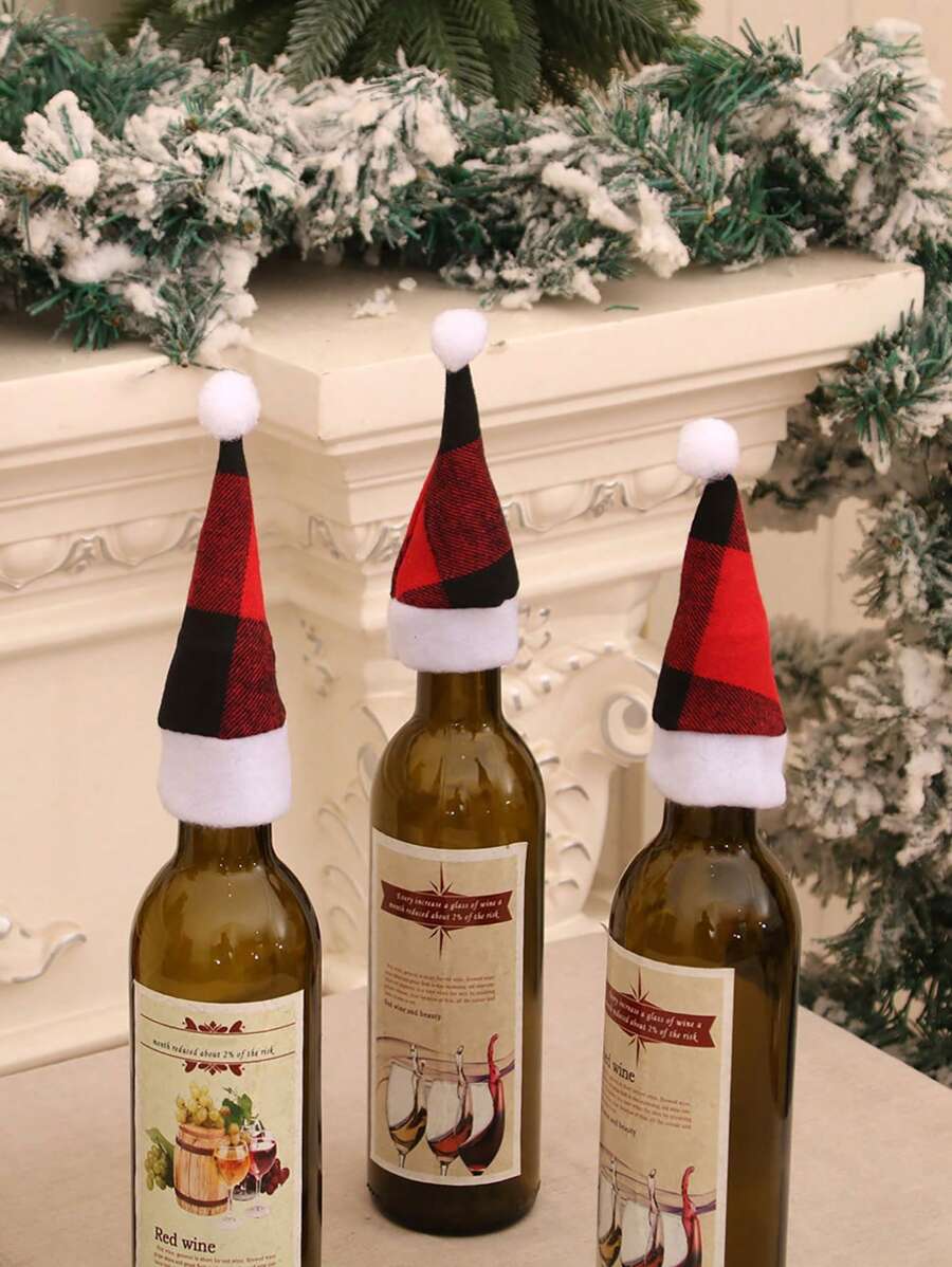 10 chiếc Giá đựng chai rượu Giáng sinh, Vỏ dao và nĩa lễ hội để trang trí bữa ăn ngày lễ, Hoàn hảo để trang trí Giáng sinh cho gia đình và nhà hàng, Giáng sinh - Đỏ - Xem 1
