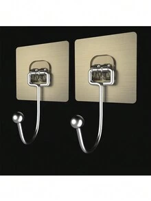 5/10pcs Large Adhesive Hooks 22Ib(Max), Waterproof And Rustproof Wall Hooks For Hanging Heavy Duty, Stainless Steel Towel And Coats Hooks To Use Inside Kitchen, Bathroom, Home And Office (Black, Gold, Clear) - Multicolor - View 12