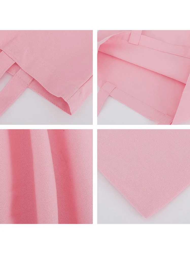 1個 カスタマイズ可能な折りたたみキャンバストートバッグ、軽量カジュアルショッピングバッグ、記念品、パーティーの装飾、ユニークなミニマリストファッション、折りたたみハンドバッグ、バレンタインデー、ハロウィン、クリスマス、誕生日ギフトに最適 - ピンク - 見る 6