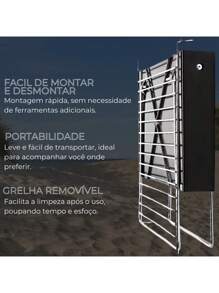 Churrasqueira Portátil Dobravel Camping Desmontavel Aço Inox
