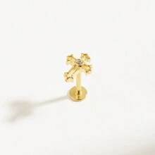 1pc Minimalist Titanium Steel Hollow Cross Shape Ear Stud, Suitable For Women Everyday Wear - Cross - View 12