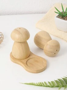 1 套 2 个带支架的竹制香料罐，复古风格调味瓶盐胡椒瓶，木制胡椒和糖盒，非常适合厨房烹饪和旅行圣诞礼物、学校用品 - 杏色 - 查看 5