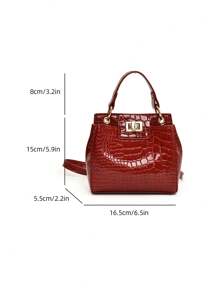 Fashionable Minimalist Solid Color Shoulder Diagonal Mini Handbag For Women - Red - View 2