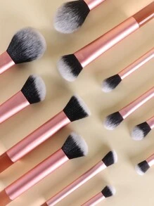 15pcs Makeup Brush Set, Including Powder Brush, Blush Brush, Highlighter Brush, Eyeshadow Brush, Eyelash Brush, Eyeliner Brush, Angled Foundation Brush, Round Foundation Brush, Round Powder Puff, Triangle Powder Puff, Triangle Makeup Sponge For Loose Powder, Makeup Sponge For Liquid Foundation Mixing, Beauty Makeup Tools