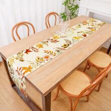 1pc Autumn Season Floral Table Runner, Seasonal Decorative Table Runner For Living Room, Dining Room, Party, Farmhouse, Kitchen, Holiday Home Decor