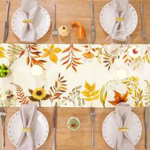 1pc Autumn Season Floral Table Runner, Seasonal Decorative Table Runner For Living Room, Dining Room, Party, Farmhouse, Kitchen, Holiday Home Decor