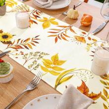 1pc Autumn Season Floral Table Runner, Seasonal Decorative Table Runner For Living Room, Dining Room, Party, Farmhouse, Kitchen, Holiday Home Decor