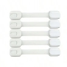 5/10packs Cabinet Locks, For Drawer, Fridge, Washing Machine, Dish Chair, Cupboard, Closet, Oven, Trash Can, No Adhesive Adjustable Multi-Purpose Lock Buckle, White