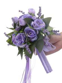 1 pezzo nuziale damigella d'onore mano mazzo fatto con puro colore seta rose , ideale per , matrimonio , e fotografia