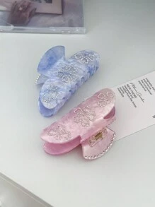 OUSEON Pink Flower Hair Clips,Cellulose Acetate Hair Clips,Small Claw Clips For Girl,Hair Accessories Hair Jaw Clip - Multicolor - View 7