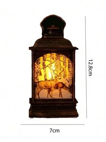 1 件装圣诞节装饰复古小扁风灯点亮小饰品最佳礼物 - 彩色 - 查看 4