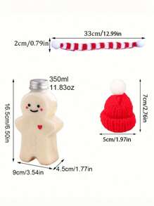1Set Christmas Gingerbread Man Shaped Plastic Drink Bottles, 350ml/11.83oz - Festive Beverage Containers With Christmas Hat & Scarf For Party Decorations, Holiday Juice Bottles, Xmas Party Decoration Supplies