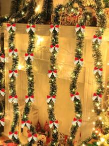 2-metrowy/6,5-stopowy świąteczny wieniec świetlny, z 20 diodami LED i 6 kokardkami, do domu, ogrodu, sypialni, na imprezę, do dekoracji wnętrz/zewnętrznych, do pokoju, do dekoracji bożonarodzeniowych, do sypialni, do dekoracji imprezowych, na święta, do festiwalu, na prezent bożonarodzeniowy, na Święto Dziękczynienia, do ozdoby choinkowej, na Halloween, do dekoracji bożonarodzeniowych, na Święto Dziękczynienia, na wesele, na urodziny.