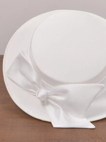 Elegante Chapéu de Abas Largas para Senhoras, Laço Grande, Chapéu para o Kentucky Derby em Ocasiões Formais, Chapéu de Feltro Macio de Top Plano para Vestido de Casamento, Noiva, Coquetel, Chá da Tarde, Halloween - A - Visão 11