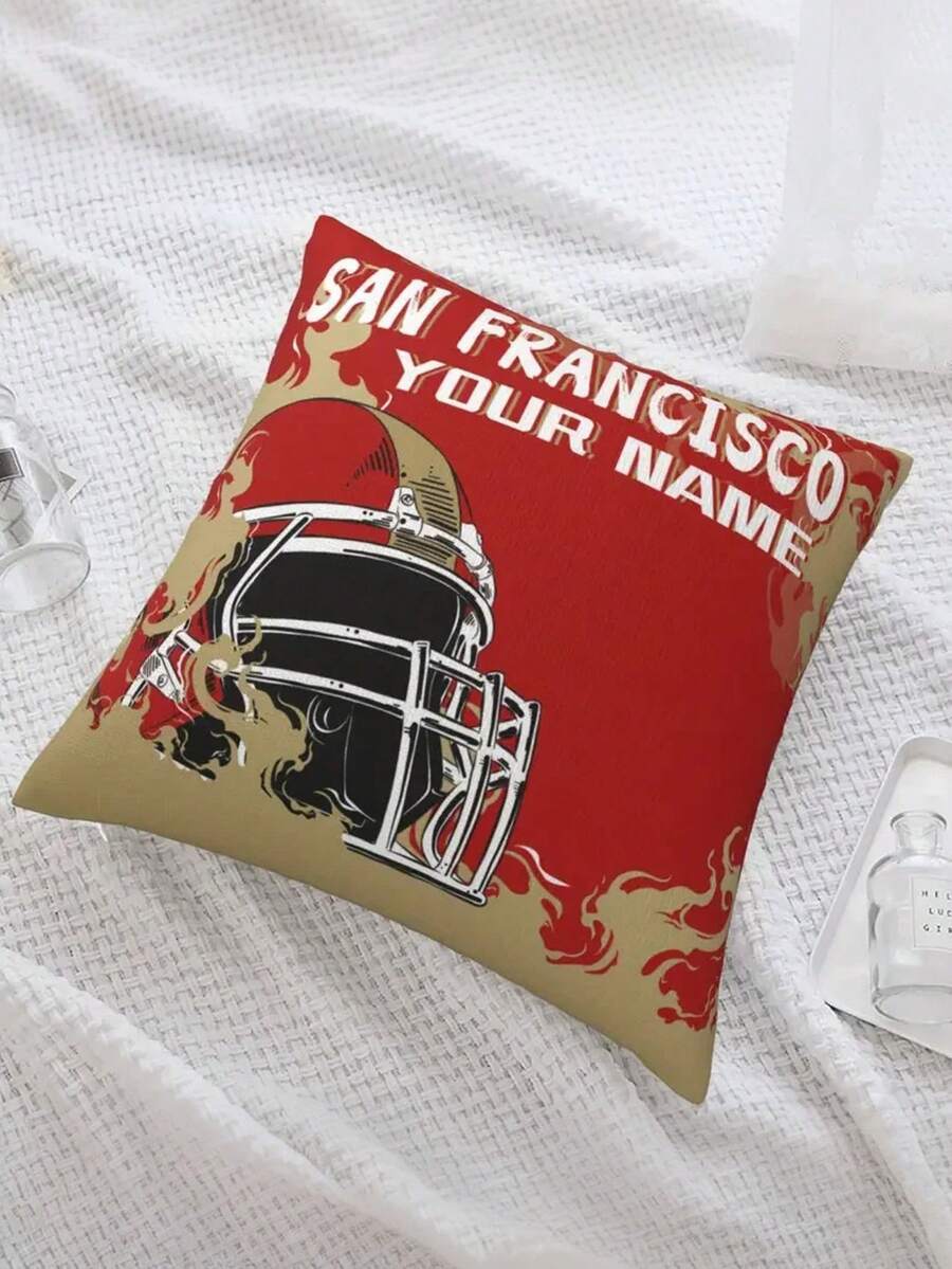 1pc Custom Personalized Soft Jersey Helmet Graphic Pillow Case, DIY