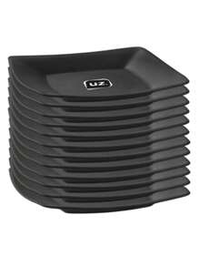 Kit Of 12 Square Plates For Snack Dessert Small Sophisticated Design Practical Breakfast - màu đen - Xem 1