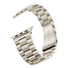 1入男女適用三珠雙按鈕摺疊扣實心不鏽鋼蘋果手錶帶，適用於三星Galaxy Watch 6/5/4、華為手錶、小米手錶，22mm/20mm - 三珠實心鋼帶 - 查看 7