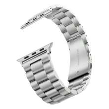 1入男女適用三珠雙按鈕摺疊扣實心不鏽鋼蘋果手錶帶，適用於三星Galaxy Watch 6/5/4、華為手錶、小米手錶，22mm/20mm - 三珠實心鋼帶 - 查看 9