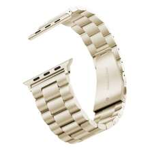 1入男女適用三珠雙按鈕摺疊扣實心不鏽鋼蘋果手錶帶，適用於三星Galaxy Watch 6/5/4、華為手錶、小米手錶，22mm/20mm - 三珠實心鋼帶 - 查看 2