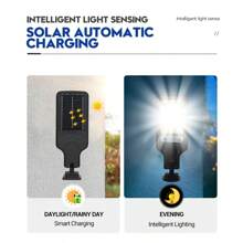 1 件装户外太阳能路灯壁灯可充电运动传感器安全防水灯适用于花园庭院小路 - 黑色 - 查看 3