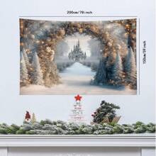 1 pièce Tapisserie scène de neige de Noël, décoration d'intérieur élégante et classique, décoration de chambre, drapeaux pour chambre, décoration de Noël, tapisserie, décorations de Noël, tapisserie murale