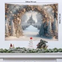 1 pièce Tapisserie scène de neige de Noël, décoration d'intérieur élégante et classique, décoration de chambre, drapeaux pour chambre, décoration de Noël, tapisserie, décorations de Noël, tapisserie murale