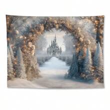1 pièce Tapisserie scène de neige de Noël, décoration d'intérieur élégante et classique, décoration de chambre, drapeaux pour chambre, décoration de Noël, tapisserie, décorations de Noël, tapisserie murale