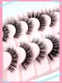 Asiteo 7 Pairs 3D Transparent False Eyelashes With Natural Delicate Faux Mink Lashes, 7 Mixed Styles, Fluffy & Curly Cat Eye Lashes - 黑色 - 查看 7