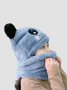 1pc Kids Plush Cute Ear Cartoon Beanie Hat, Ear Warmer & Scarf Combo Set, Suitable For Boys & Girls In Autumn/Winter - 1PC - View 2