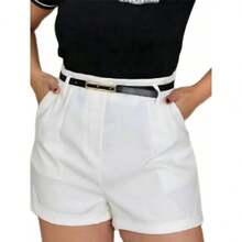 SHEIN Tailored Shorts With Belt And Pocket, New Blogger For 2024 - 白色 - 查看 3