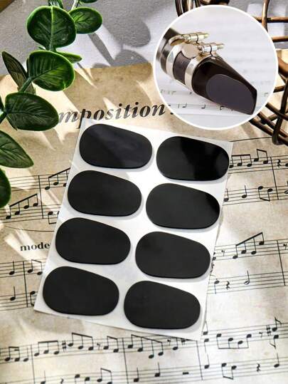 8/16 件 0.8 毫米黑色吹嘴垫 中音次中音萨克斯粘性单簧管吹嘴贴 强力椭圆形吹嘴贴 初学者音乐家用吹嘴垫